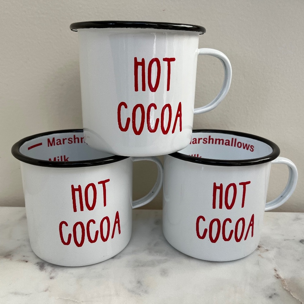 Metal Hot Cocoa Large Mugs Set of 3
